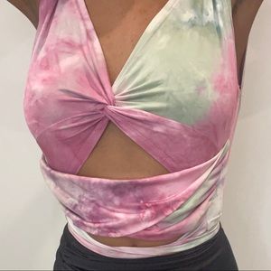 Pink and Green Crop Top